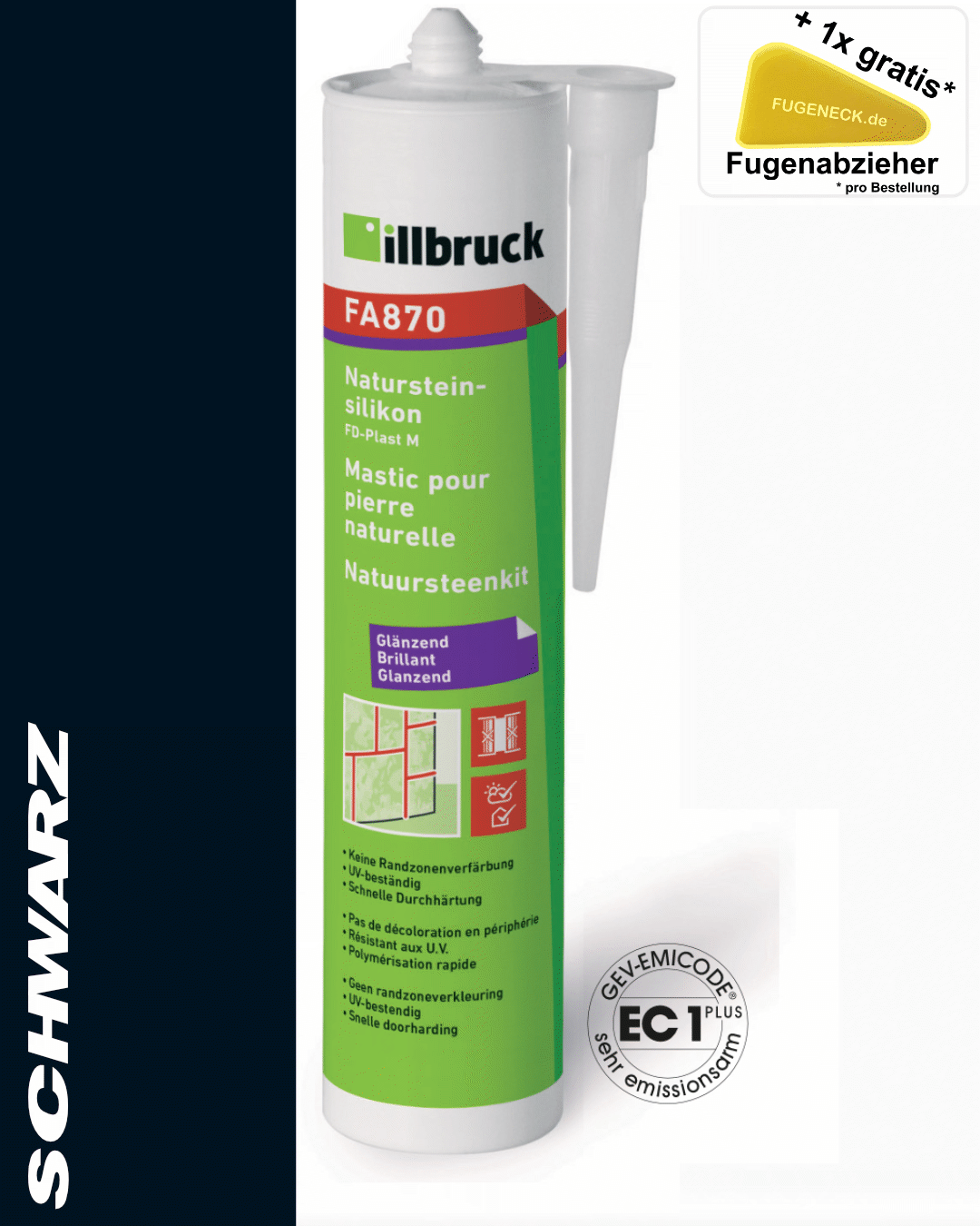 (28,65€/L) 310ml Illbruck FA870 Natursteinsilikon Kartusche +1 Fugeneck pro Bestellung