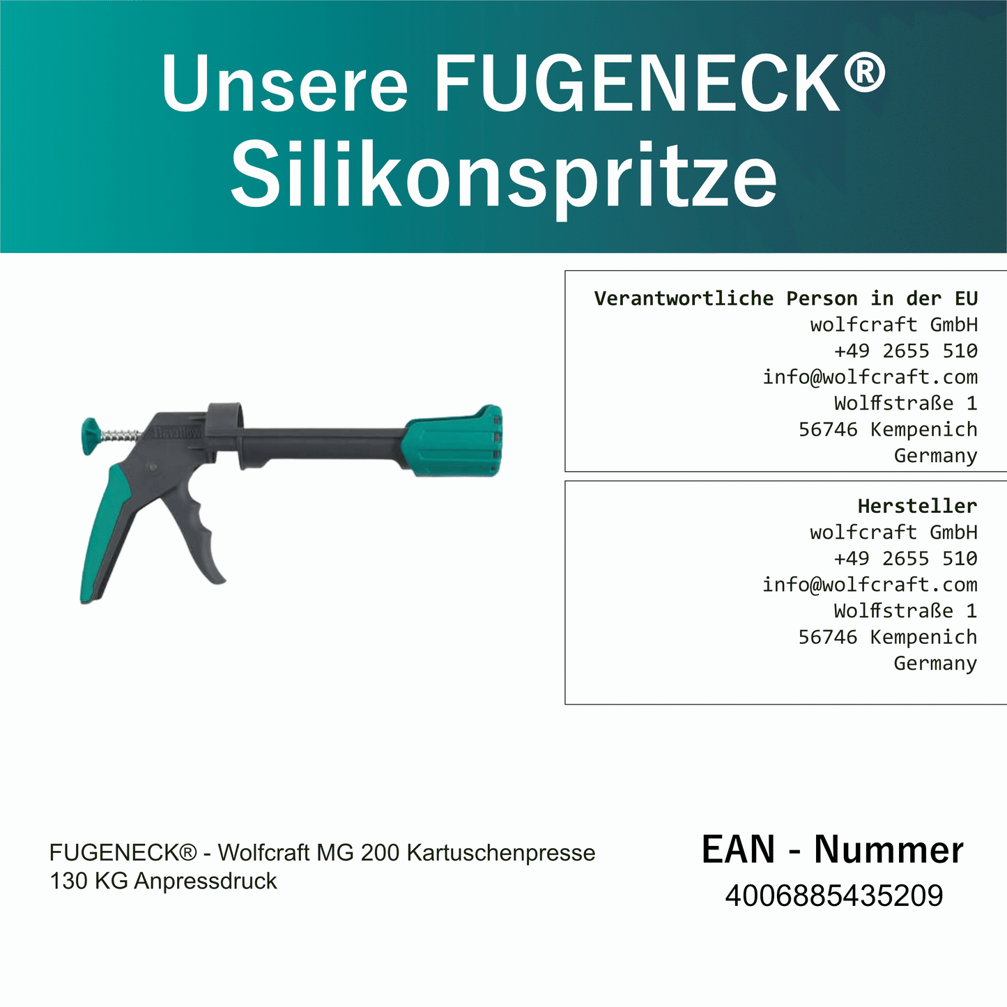 wolfcraft® Kartuschenpresse MG 200 (Fugeneck)