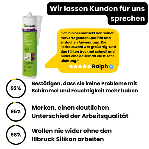 310ml Illbruck GS231 Sanitärsilikon Kartusche +1 Fugeneck Fugenabzieher pro Bestellung