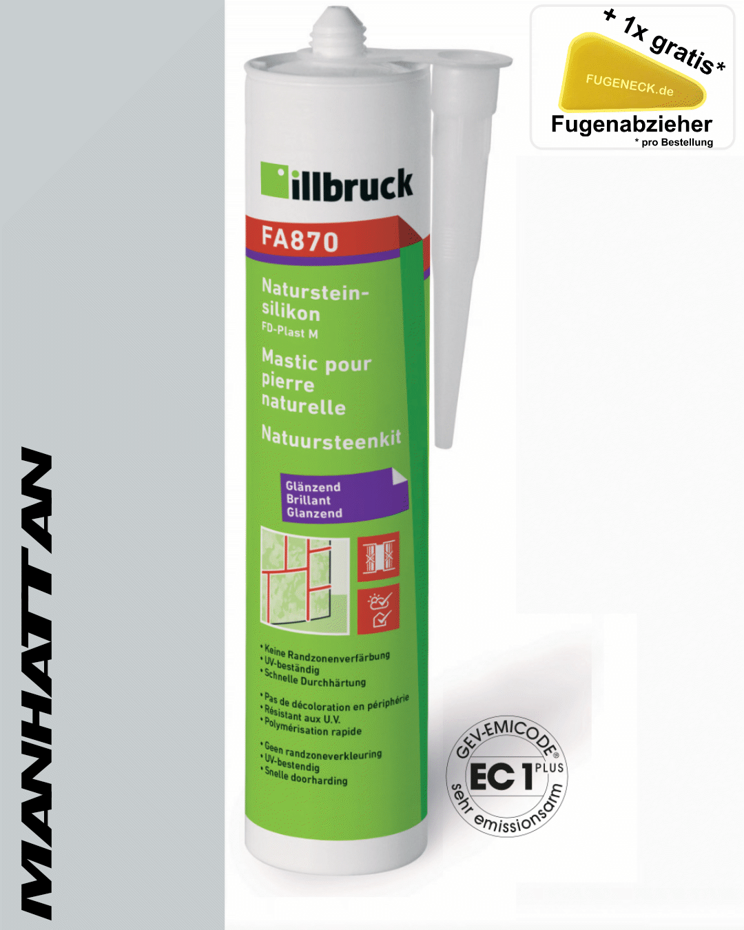 (37,81€/L) 310ml Illbruck FA870 Natursteinsilikon Kartusche +1 Fugeneck pro Bestellung