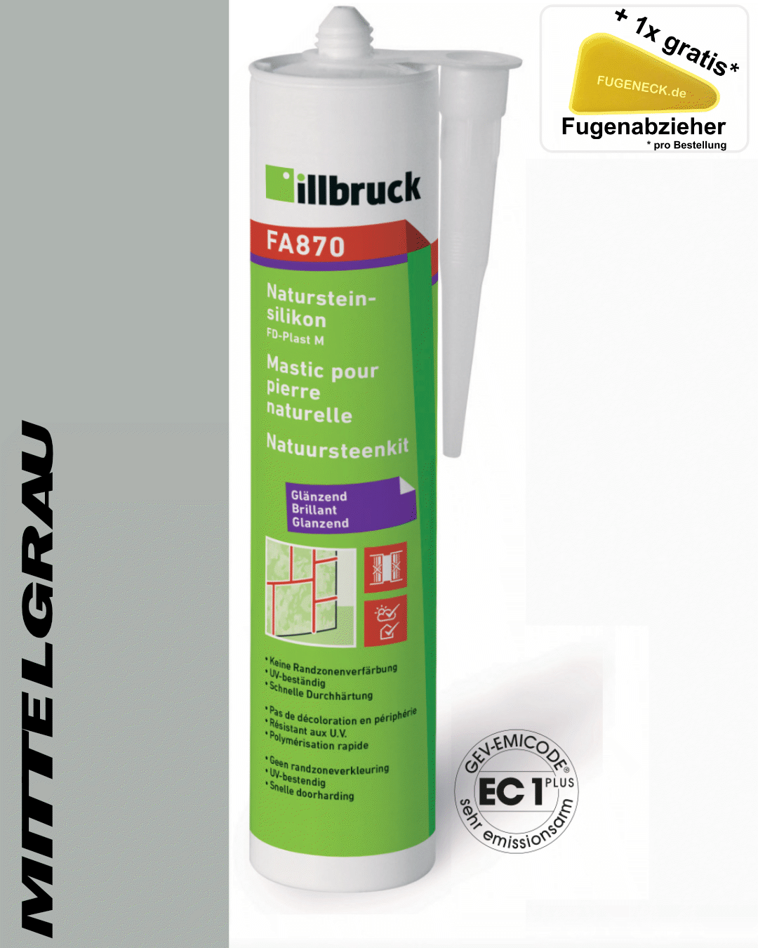 (37,81€/L) 310ml Illbruck FA870 Natursteinsilikon Kartusche +1 Fugeneck pro Bestellung