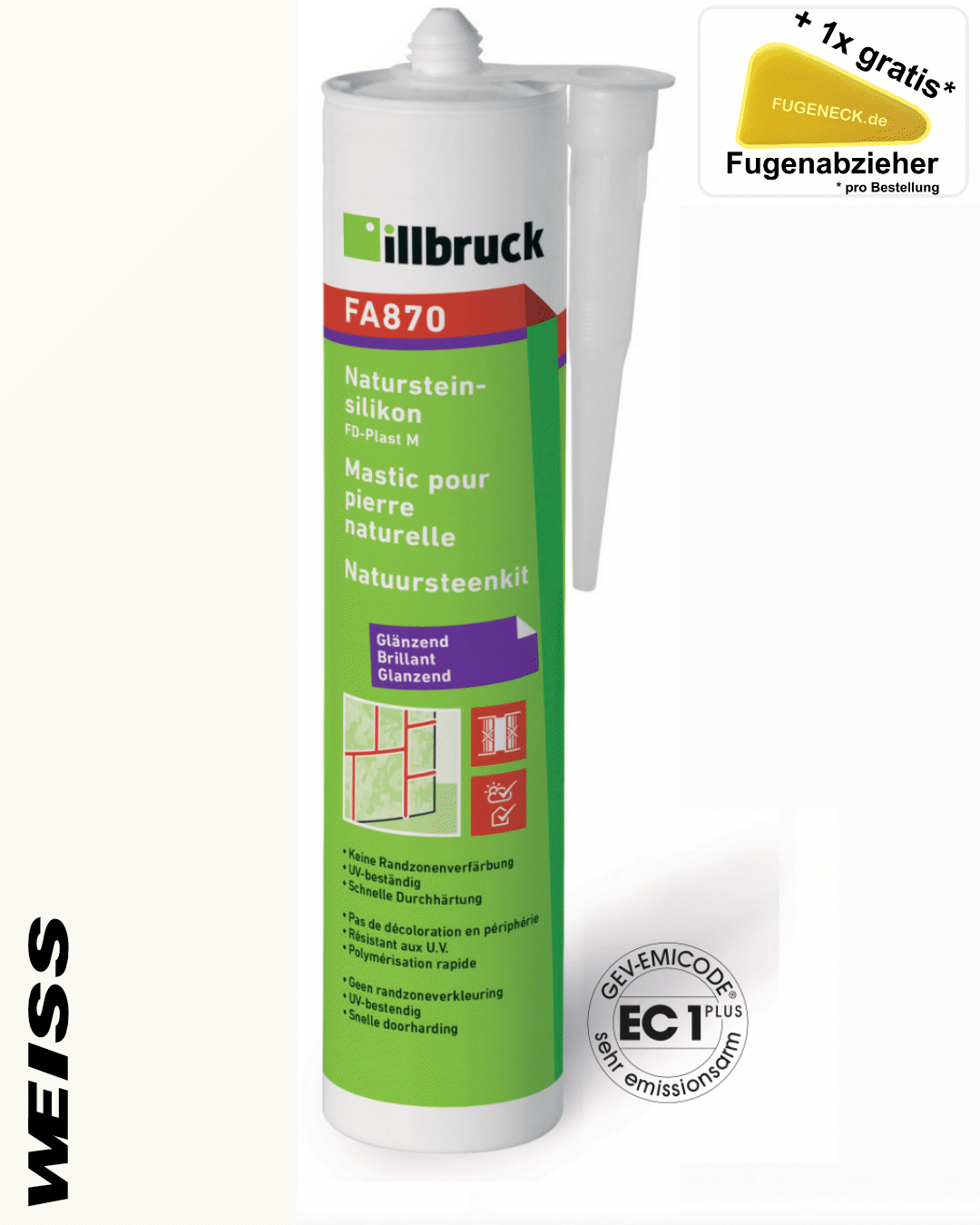 (37,81€/L) 310ml Illbruck FA870 Natursteinsilikon Kartusche +1 Fugeneck pro Bestellung