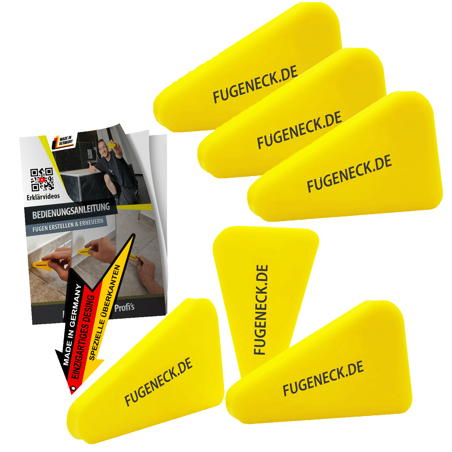 6er Set FUGENECK® - Profi Fugenabzieher - einzigartiges Design mit speziellen Überkanten