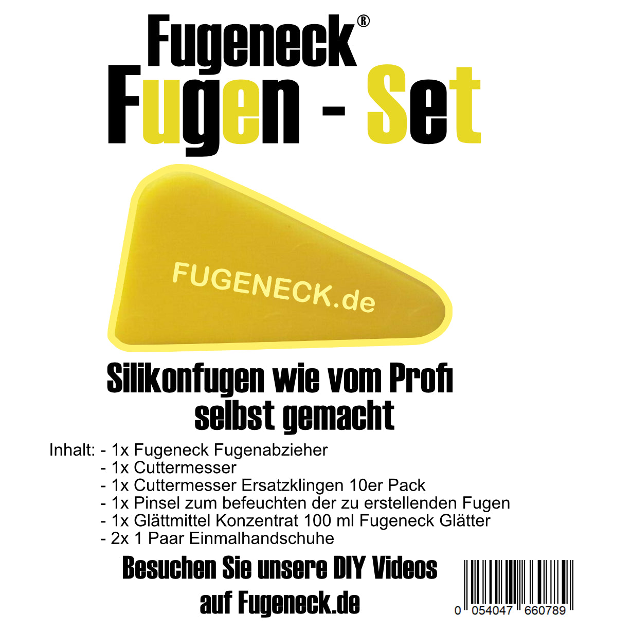 Fugeneck Fugenset mit Fugenabzieher, Glättmittel, Pinsel, Cuttermesser+10KlingenFugeneck.deFugeneck
Für PayPal Express Checkout ohne Anmeldung im Shop, klicken Sie bitte auf weitere Bezahlmöglichkeiten ⬆

 
Das einzigartige FUGENECK Fugen-Set besteht aus einem 2,5Fugeneck Fugenset mit Fugenabzieher, Glättmittel, Pinsel, Cuttermesser